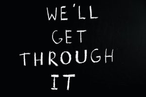 we ll get through it lettering text on black background