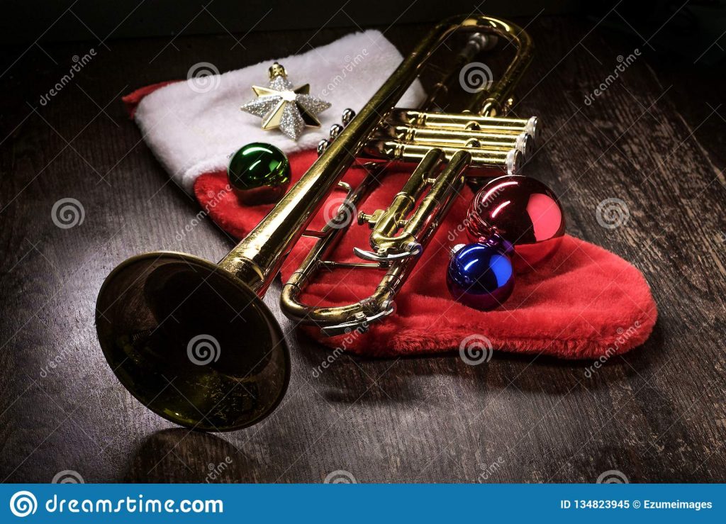 Trumpet on a Santa hat 
